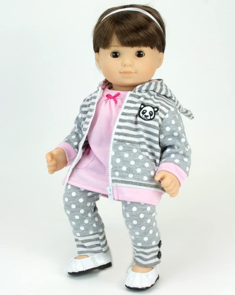Sophia's - 15" Doll - Panda Bear Hooded Sweatshirt, Tunic & Polka Dot Leggings - Light Pink (copy)
