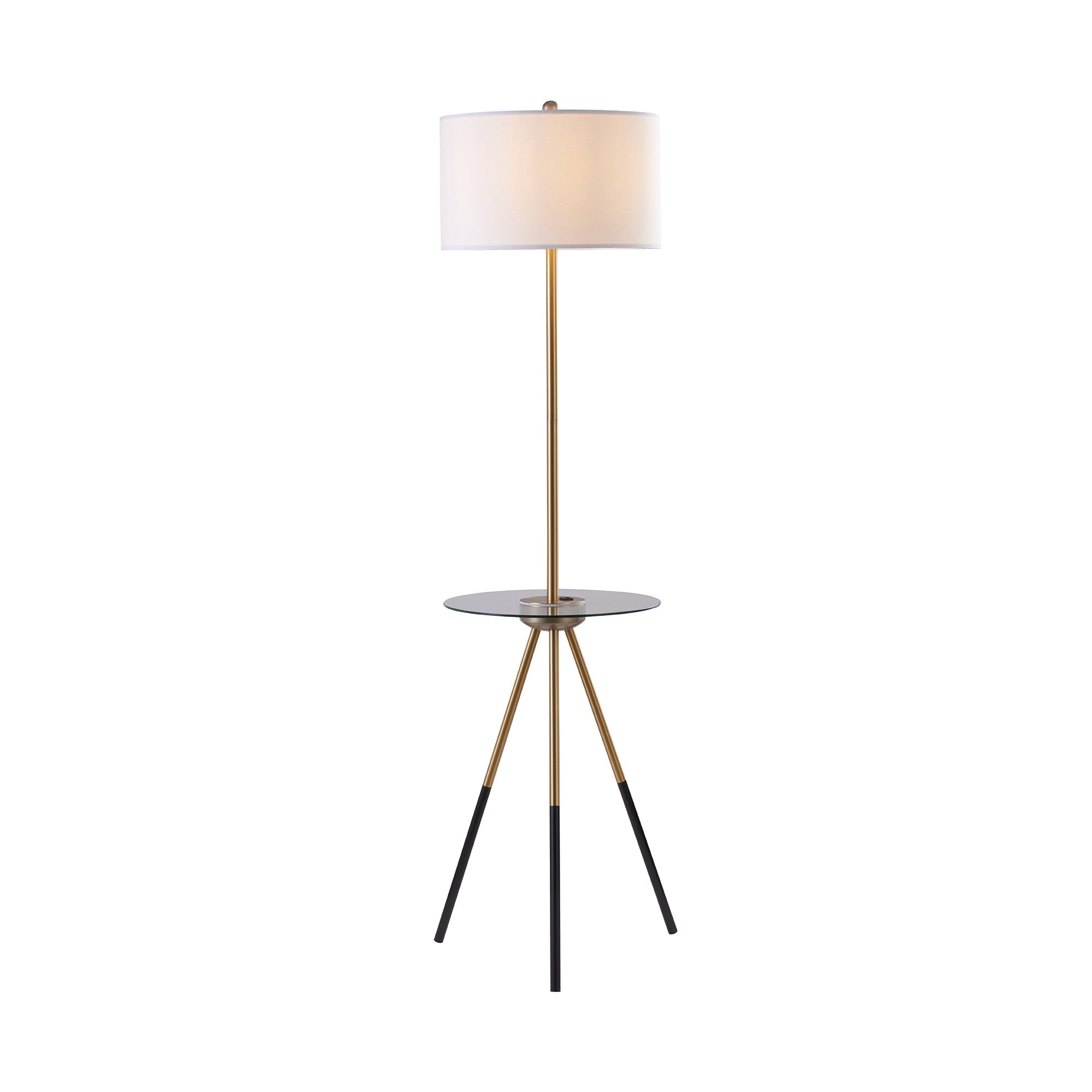 Teamson Home Myra Floor Lamp with Glass Table and Built In USB Port Gold Black Final Sale
