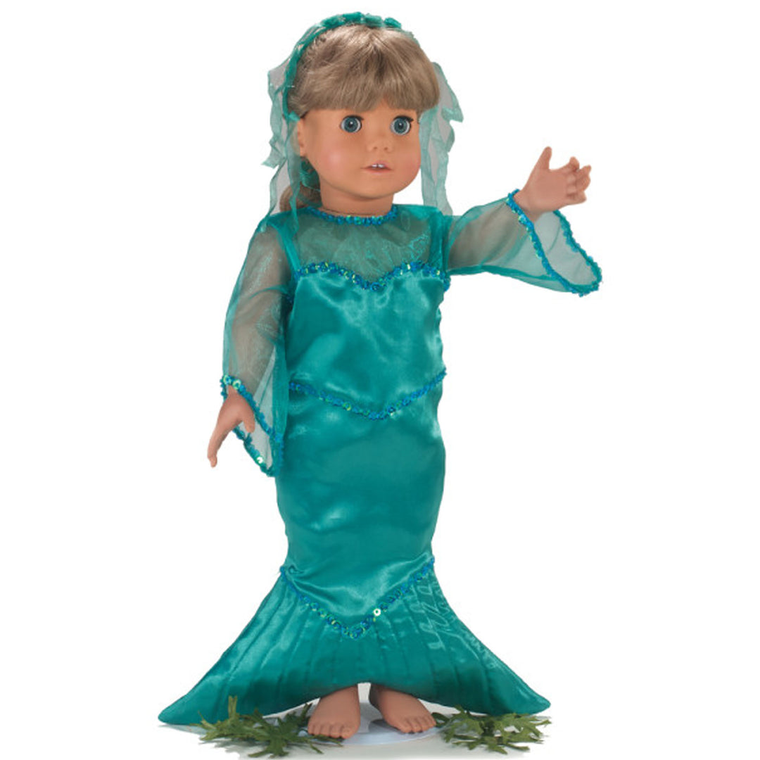 Sophia’s Mermaid Costume Gown with Matching Headband for 18” Dolls, Green