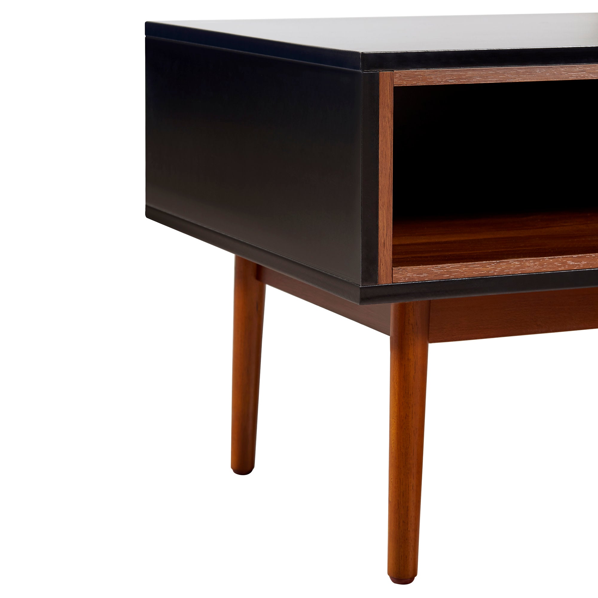 Teamson Home Reno Coffee Table with Storage Drawer, Black/Walnut
