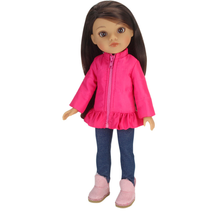 Sophia's 3 Piece Winter Outfit with Boots for 14.5" Dolls, Hot Pink