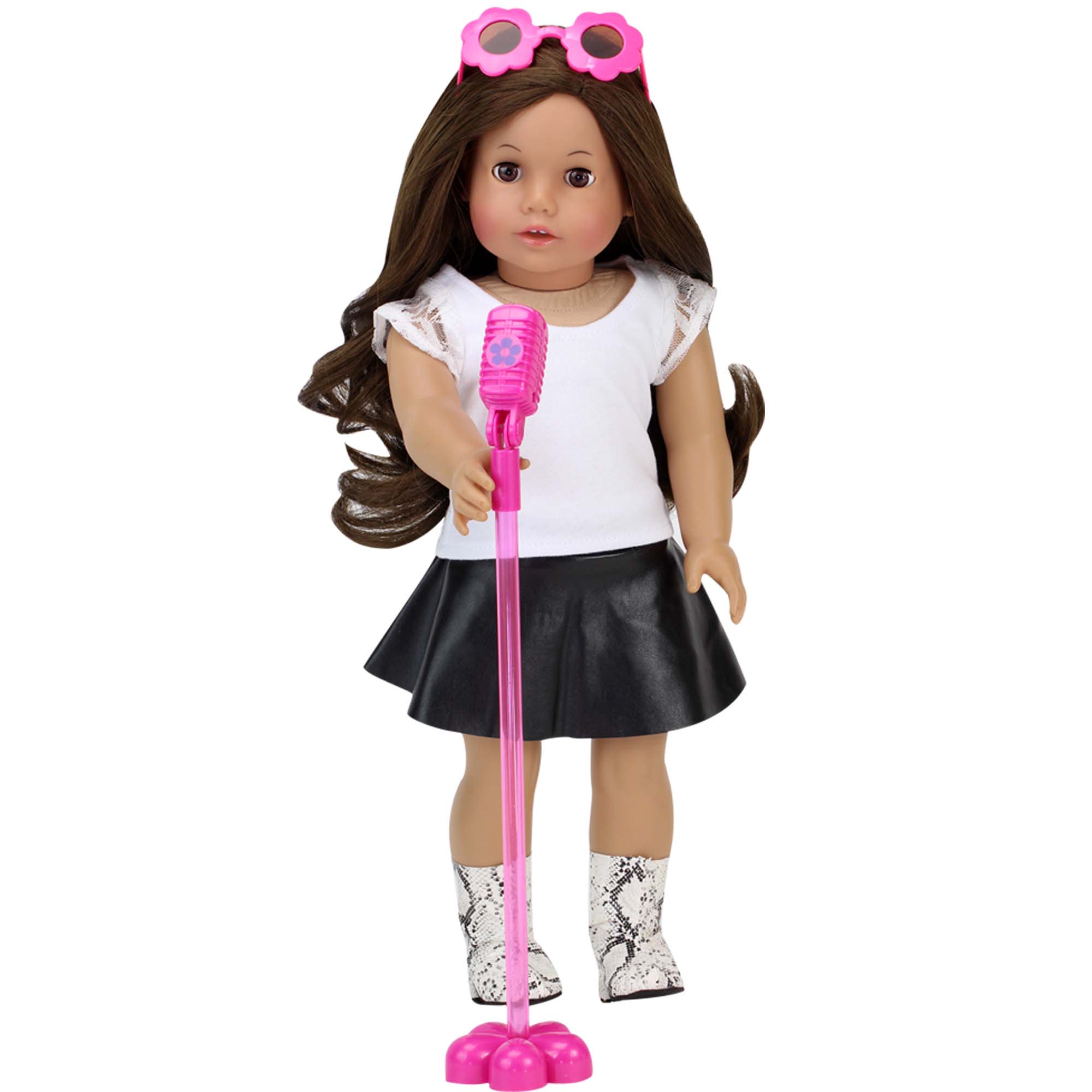 Sophia's Rock 'n Roll Music Set with Guitar, Sunglasses and Microphone for 18" Dolls, Pink