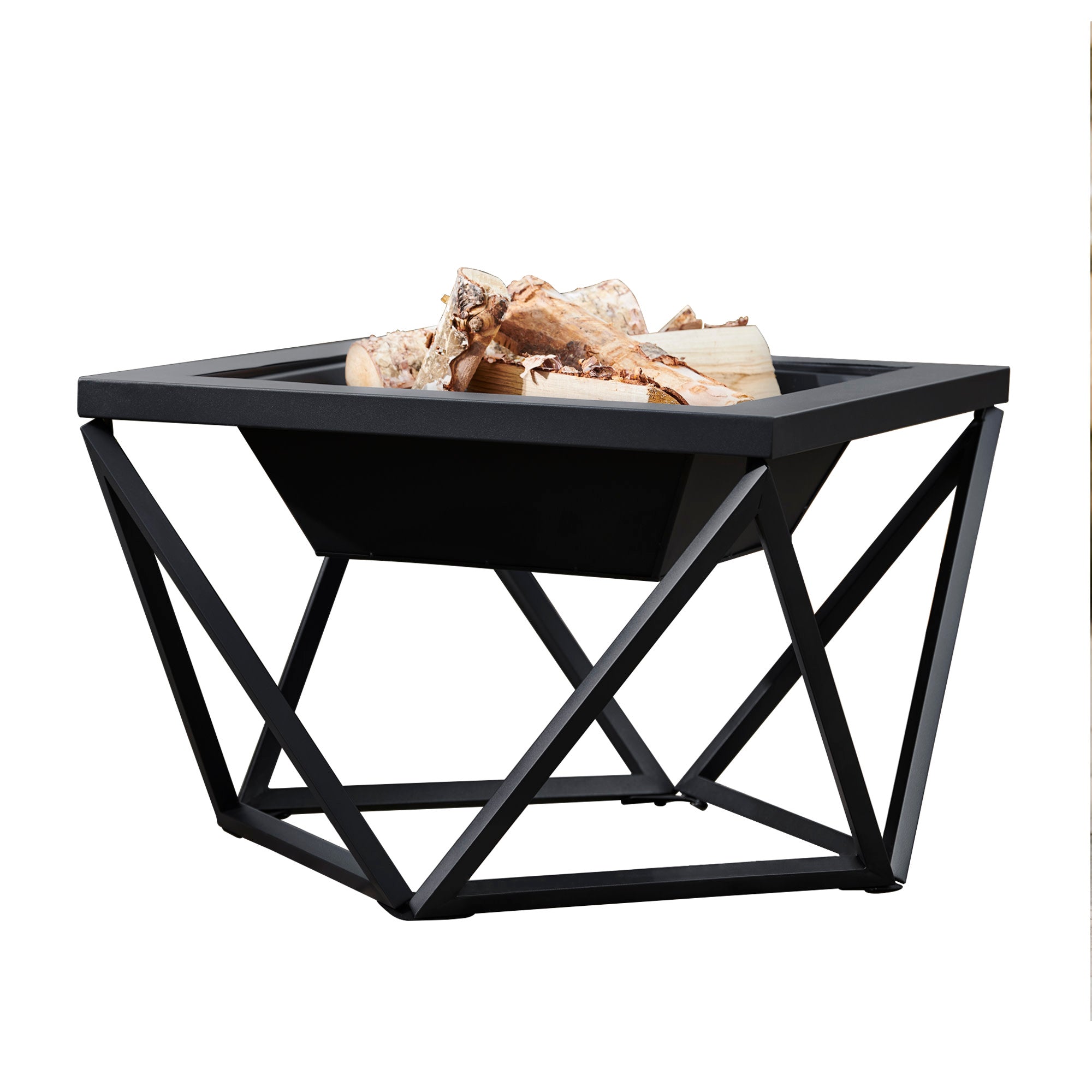 Teamson Home Outdoor 24" Wood Burning Fire Pit with Tabletop and Decorative Base, Black