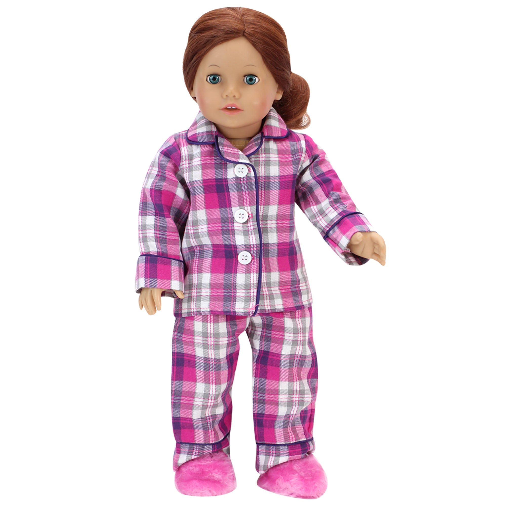 Sophia's Flannel Pajama & Slippers Set for 18'' Dolls, Pink