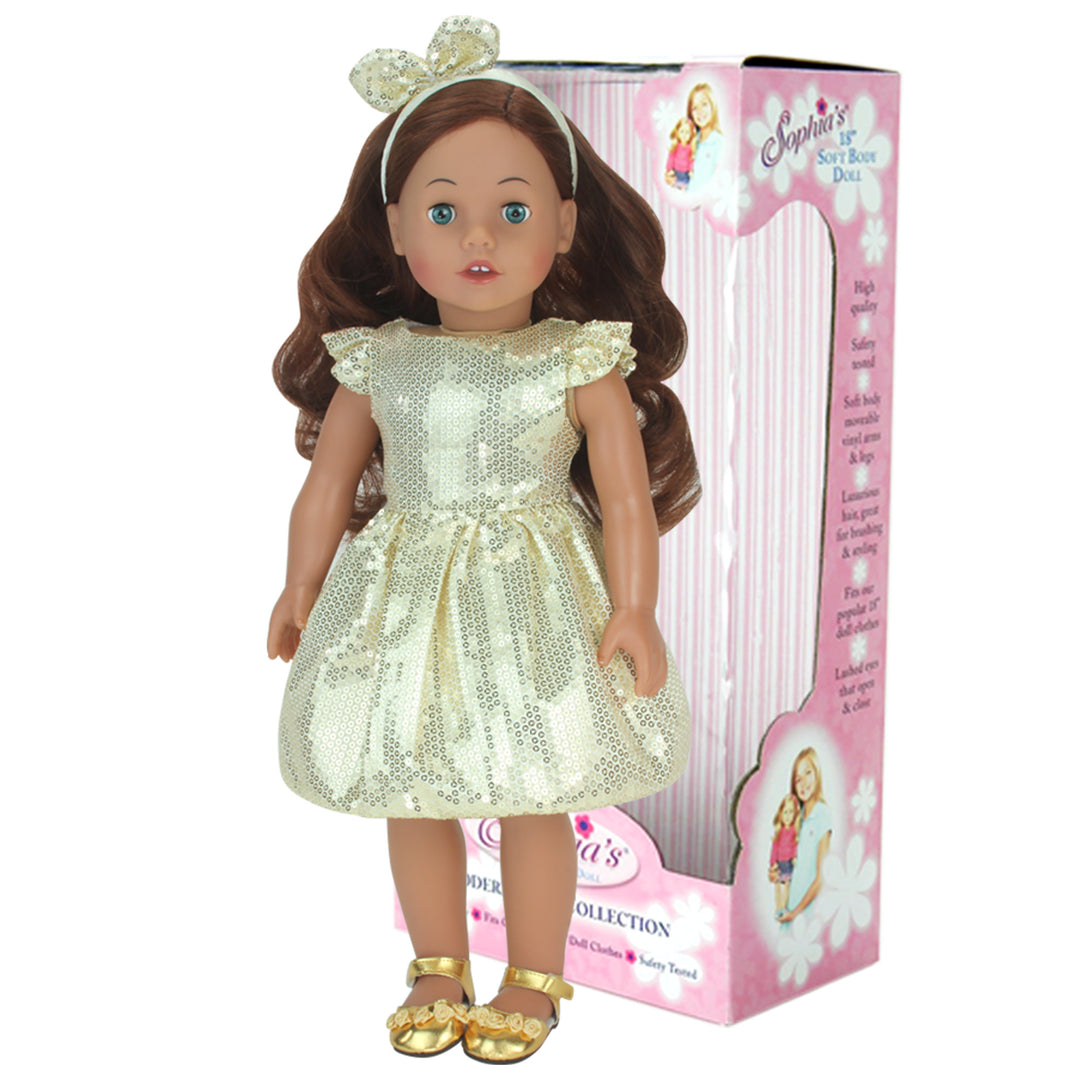 Sophia's Posable 18'' Soft Bodied Vinyl Doll "Carly" with Auburn Hair and Blue Eyes, Light Skin Tone