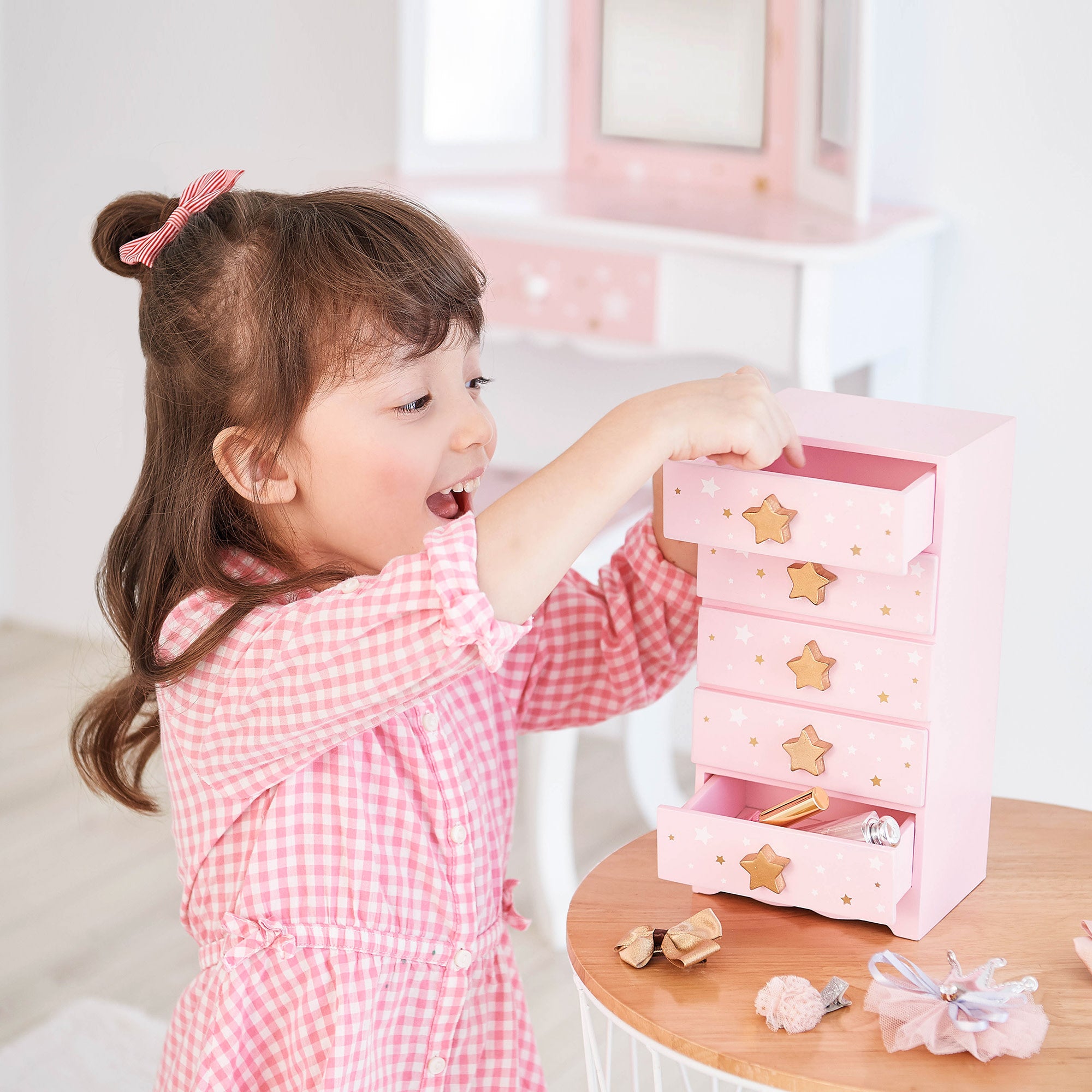 Teamson Kids - Fashion Star Prints Renee Jewelry Box - Pink / White / Gold