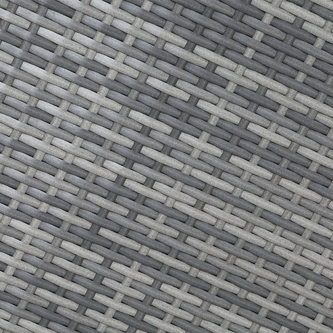 Close-up of the gray PE rattan material