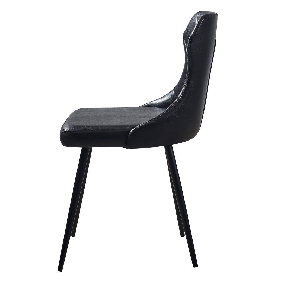 A side view of a Teamson Home Finley Dining Chair with Faux Black Leather 