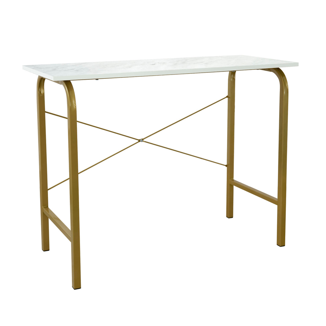 Teamson Home's 40" Computer Desk with a Faux White Marble desktop/Brass frame