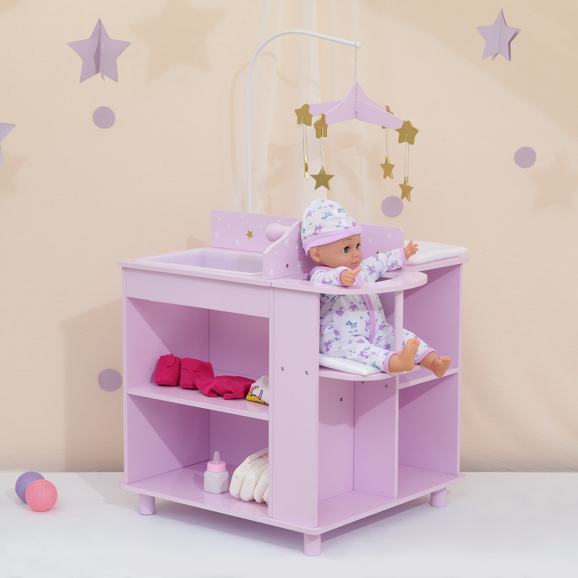 Olivia's Little World - Baby Doll Changing Station with Storage, Twinkle Stars Princess