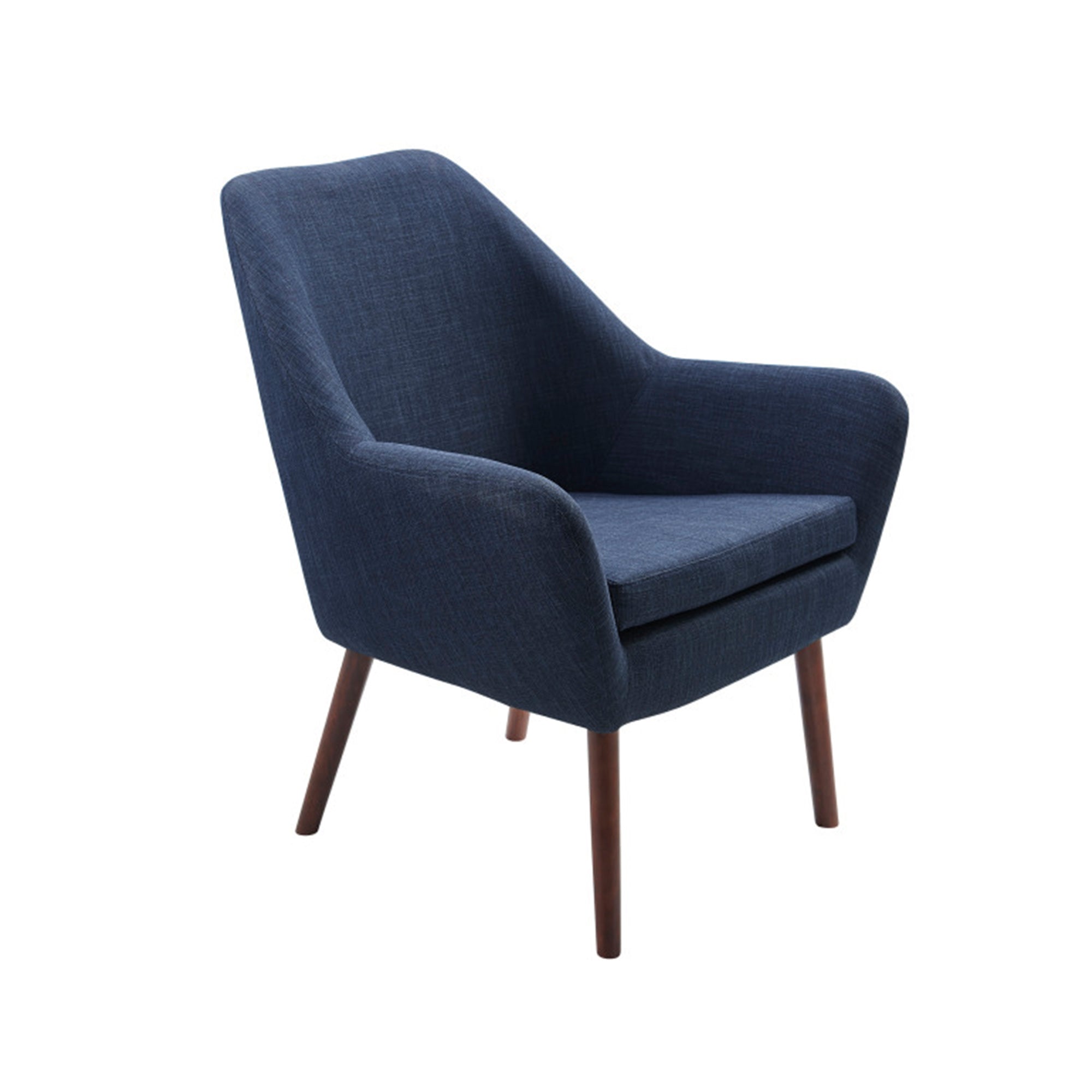 Teamson Home Divano Mid-Century Modern Armchair with Solid Wood Legs, Navy/Honey Oak