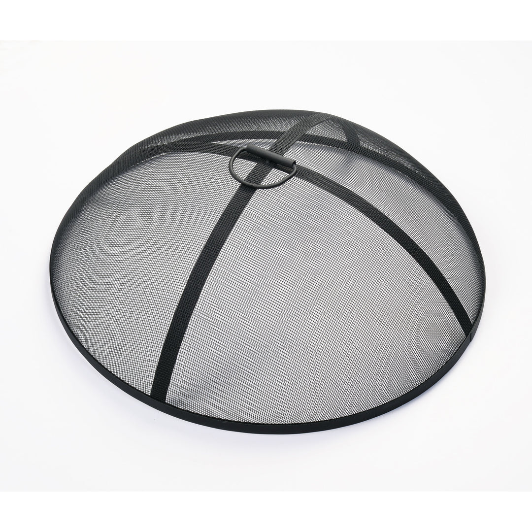 Metal mesh spark screen in black for a wood burning fire pit