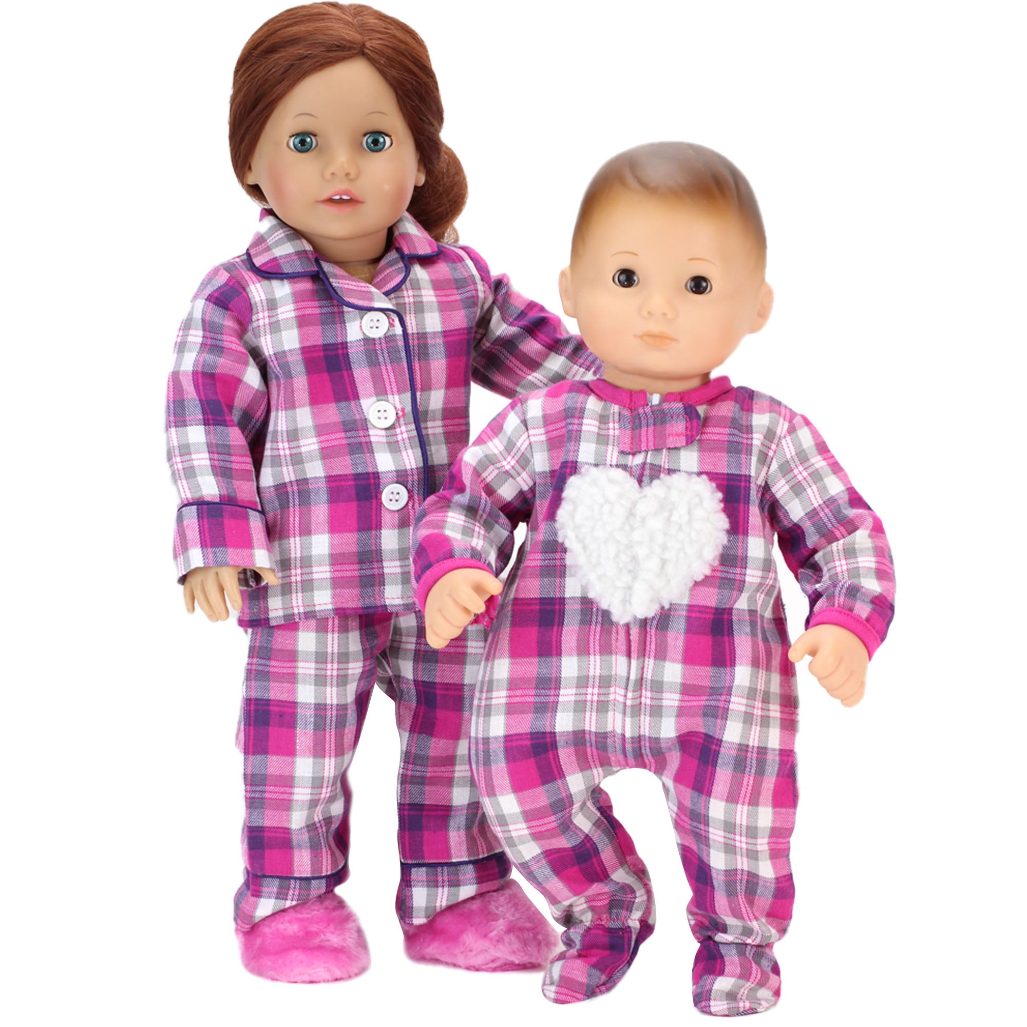 Sophia's Flannel Pajama & Slippers Set for 18'' Dolls, Pink