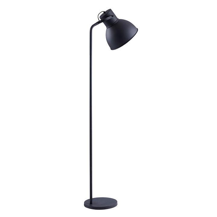 A Teamson Home Aaron 70.8" Metal Floor Lamp with Adjustable Shade, Black on a white background.