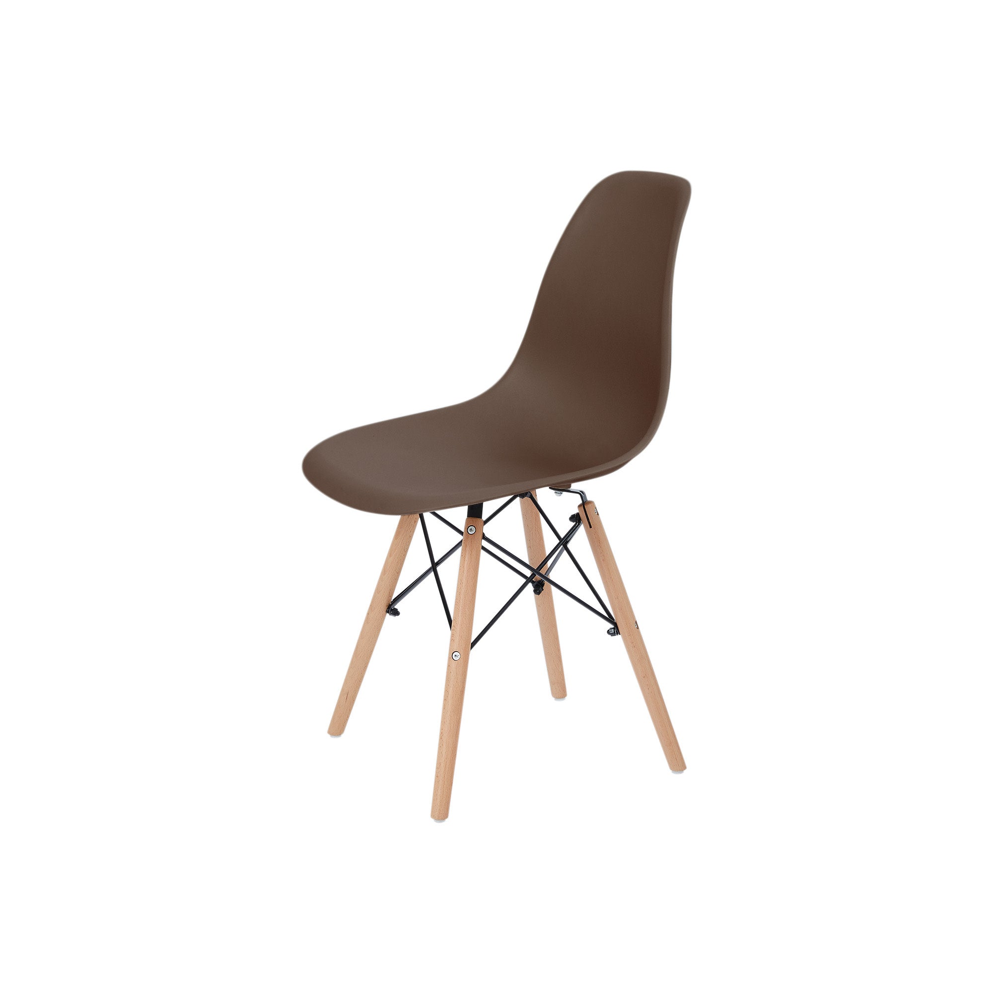 Teamson Home Allan Plastic Side Dining Chair with Wooden Legs Set of 2, Brown