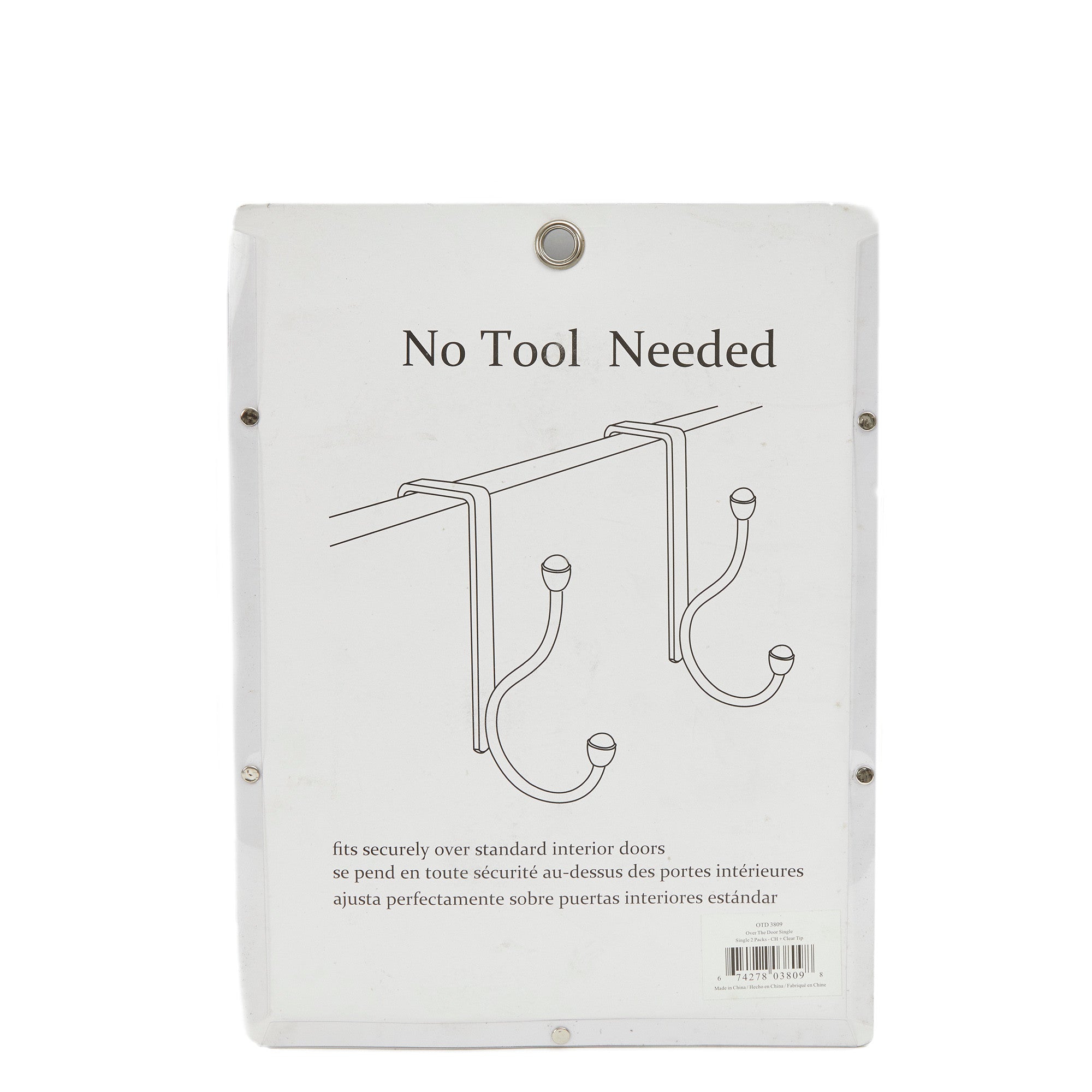 Single hooks over-door hanger|Material: steel wire, plate & Clear Acrylic