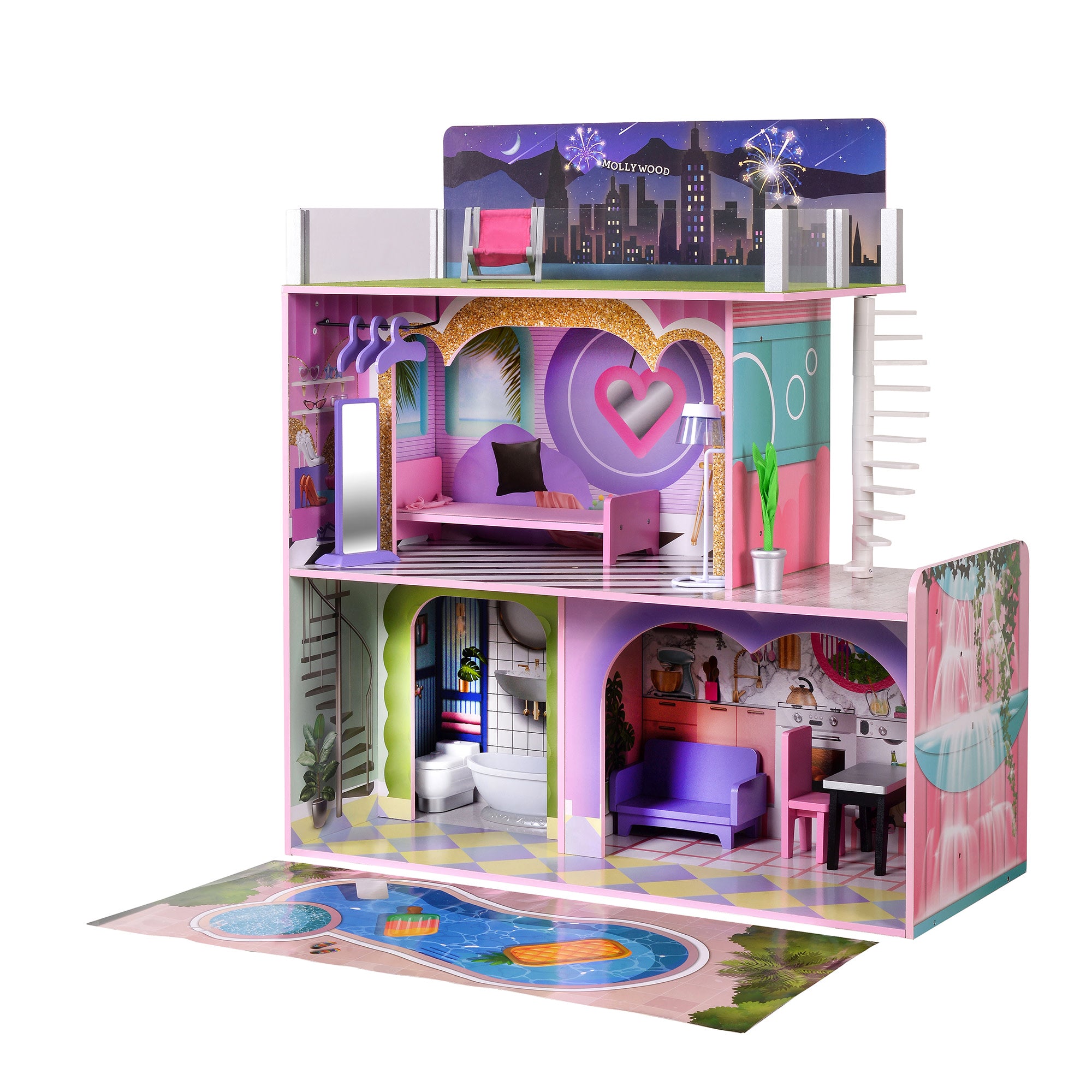 Maison de poupée avec 15Pcs accessoires, Teamson Kids, violet