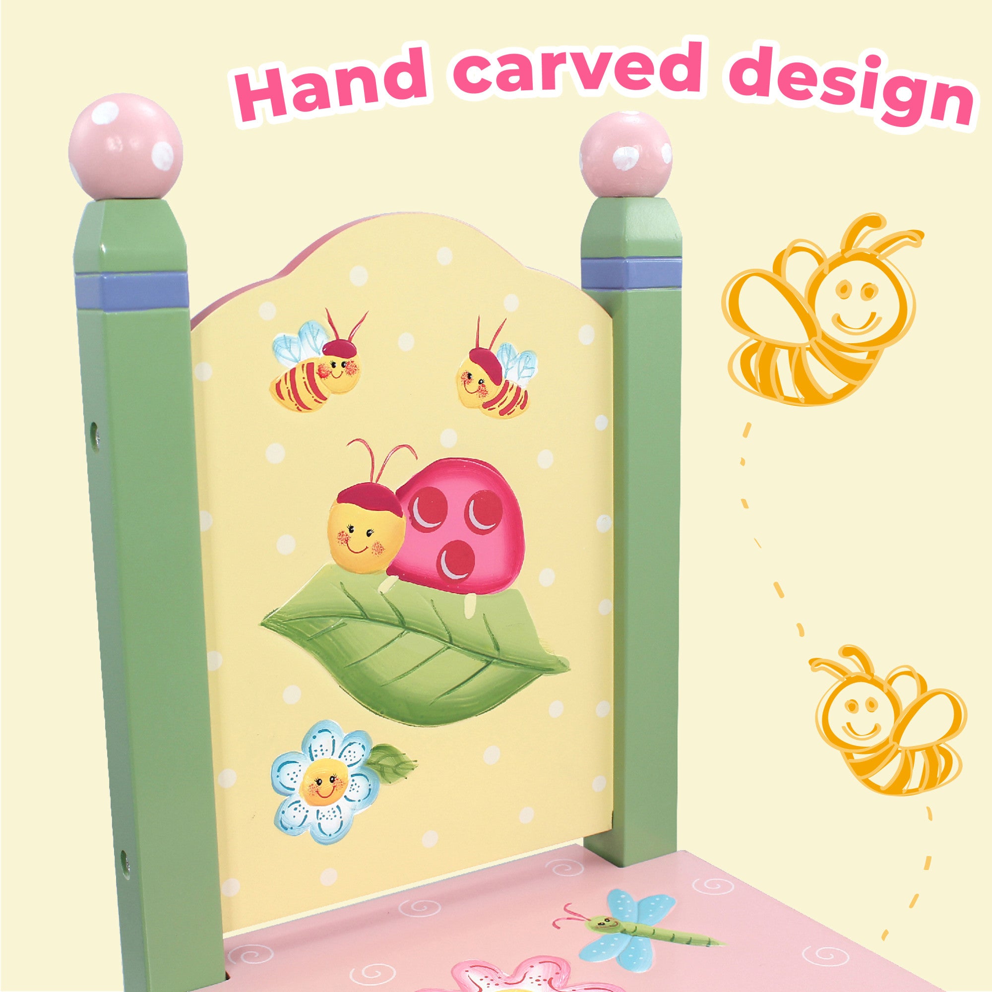 Fantasy Fields Kids Painted Wooden Magic Garden Table with 2 Chairs, Multicolor