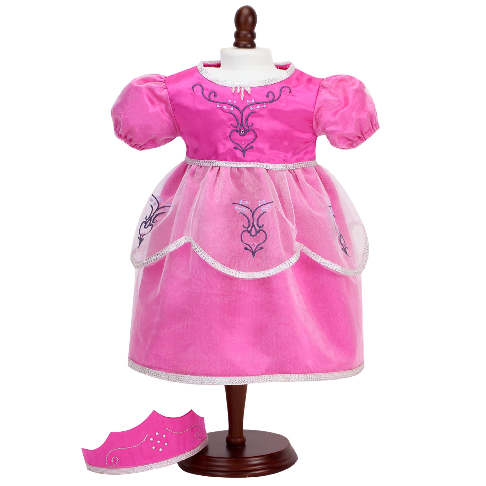 Sophia’s Princess Dress & Matching Crown Costume Set for 15” Baby Dolls, Hot Pink