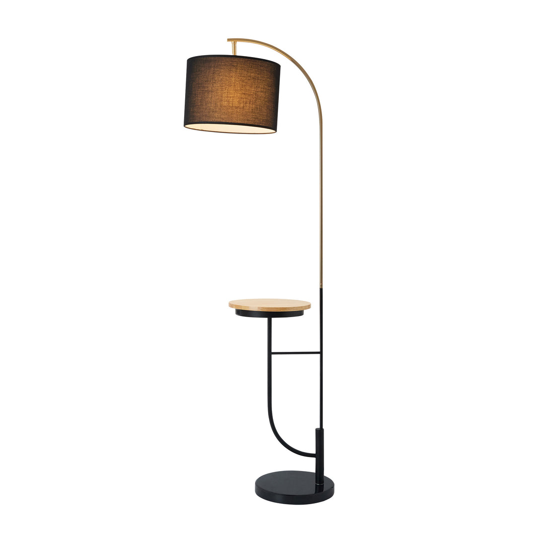 Teamson Home Danna Floor Lamp with Marble Base and Built-In Table, Black