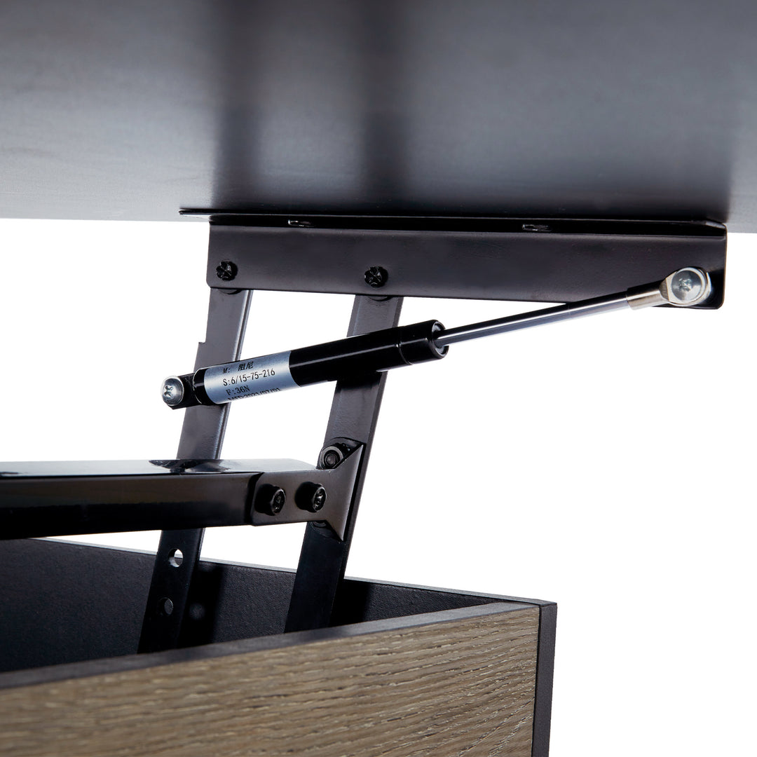Pneumatic closer helps open and close the desk panel slowly and quietly.