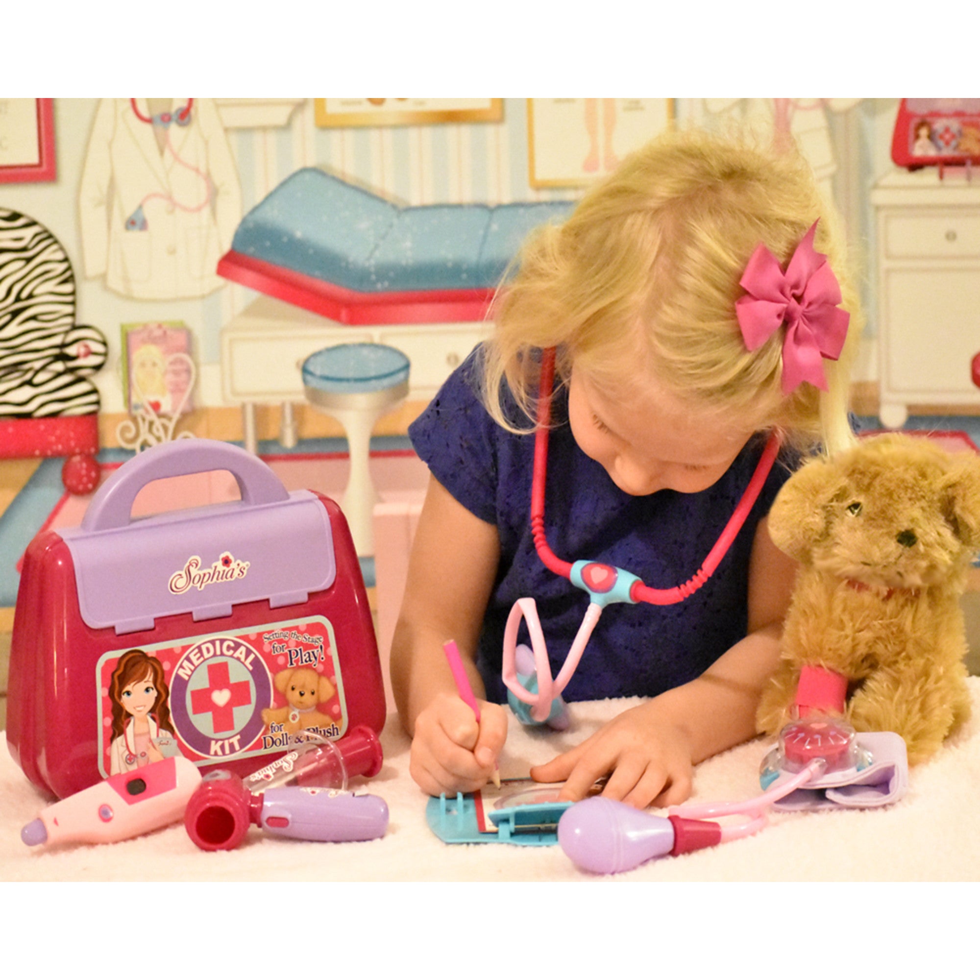 Sophia's - 18" Doll - Medical Kit for Dolls & Plush in Closed Color Box - Pink