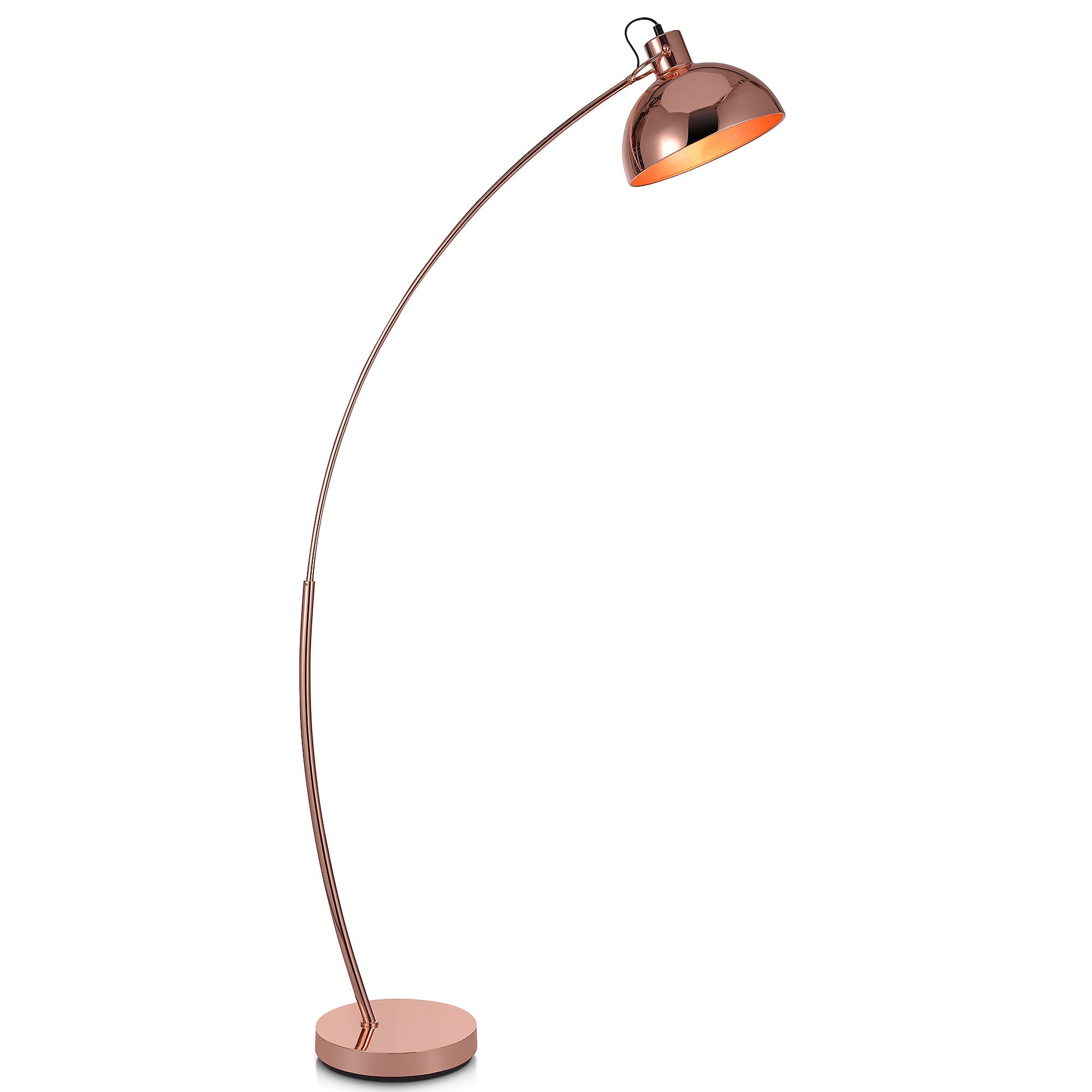 Teamson Home Arco Floor Lamp with Bell Shade, Rose Gold