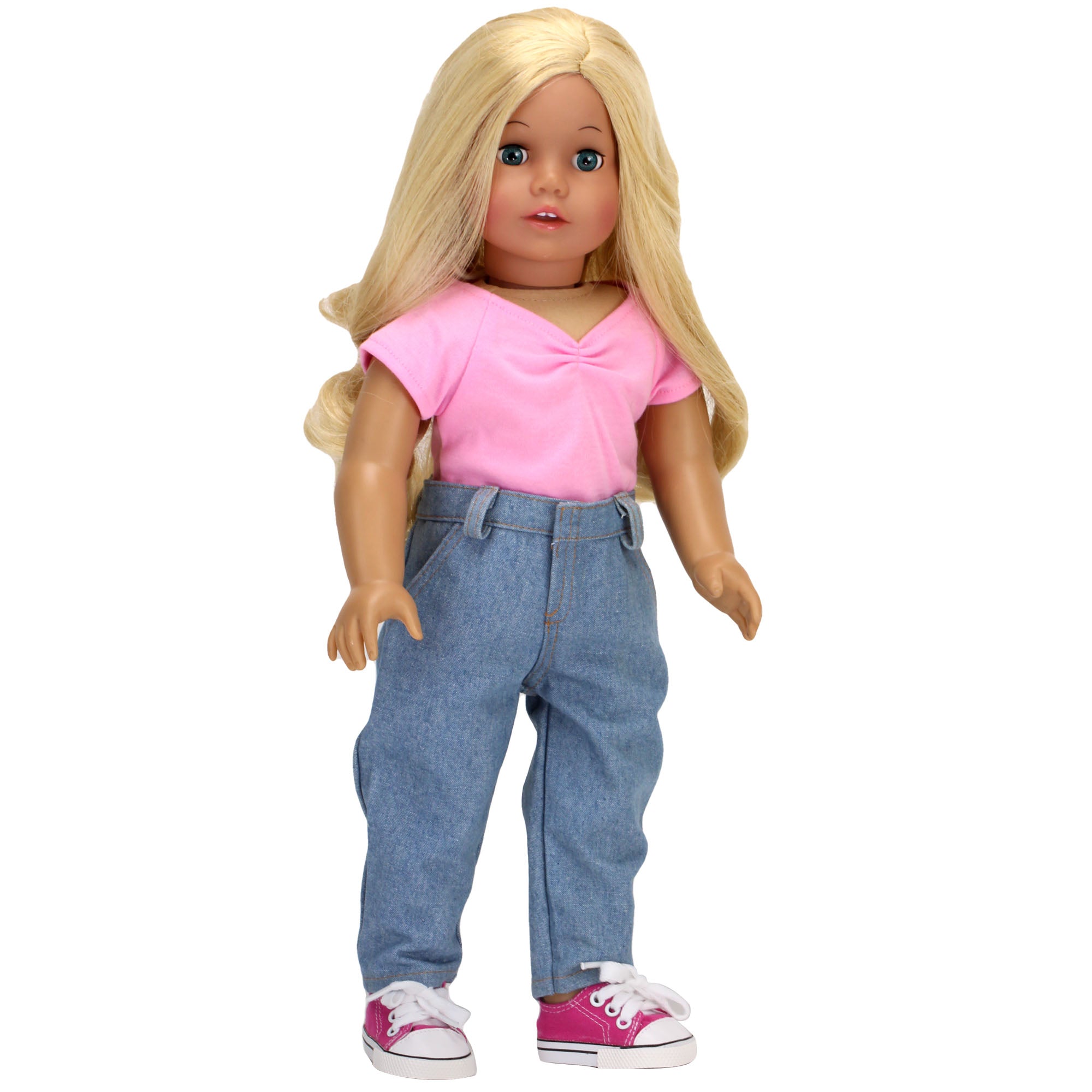 Sophia's - 18" Doll - High Waist Retro Denim Jeans - Indigo Blue