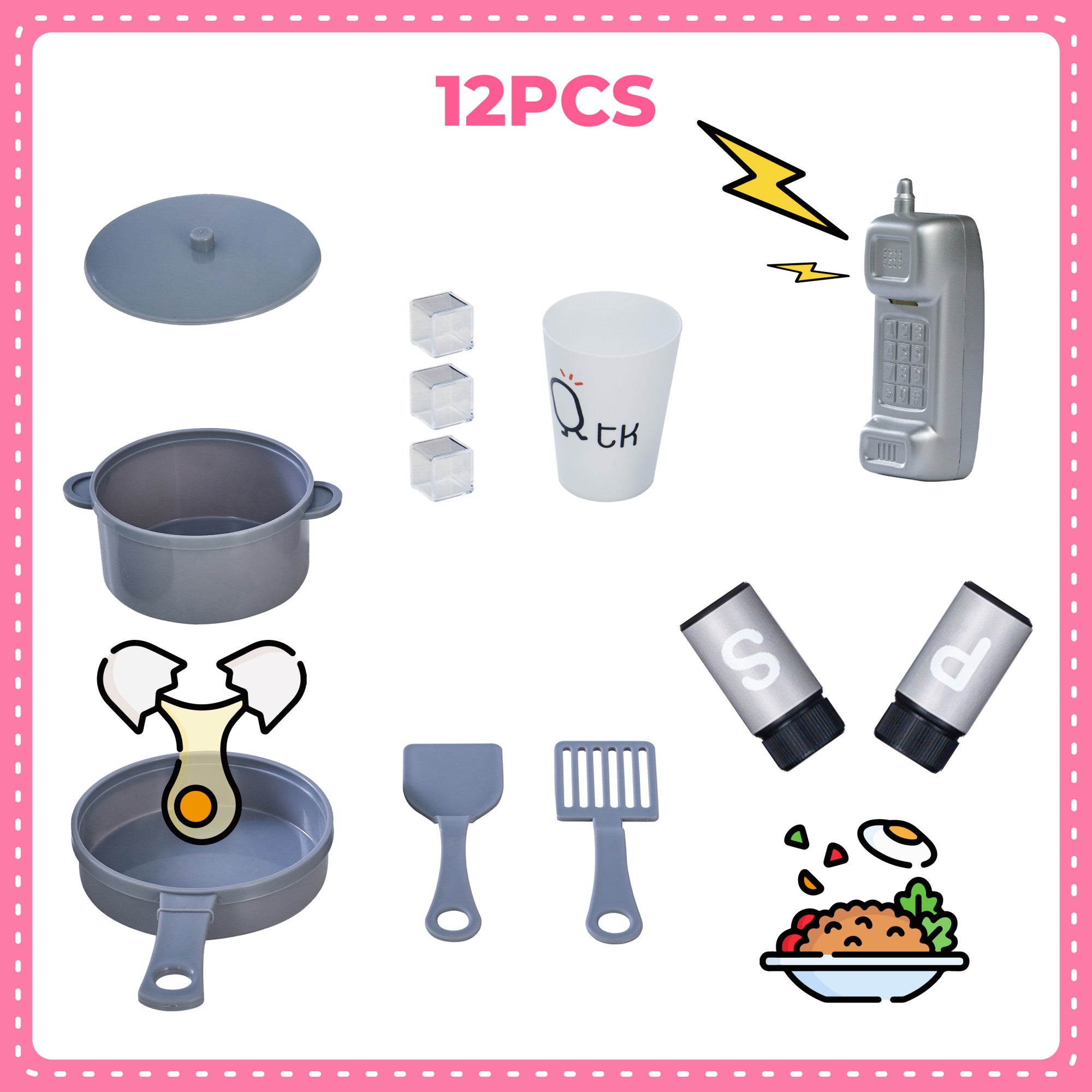 Teamson Kids Little Chef Mayfair Retro Play Kitchen with Accessories, Pink