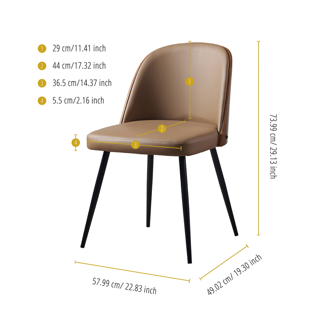 The measurements for a Teamson Home Layton Khaki Faux Leather Dining Chair with Black Tapered Legs