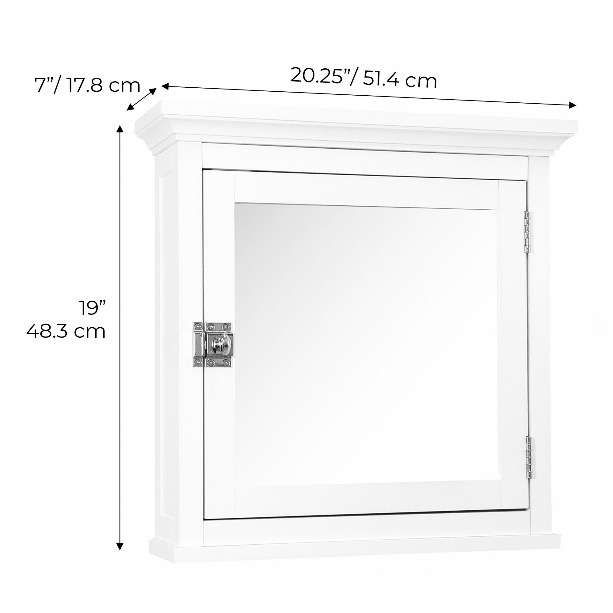 Teamson Home Madison Removable Wooden Medicine Cabinet with Mirrored Door, White
