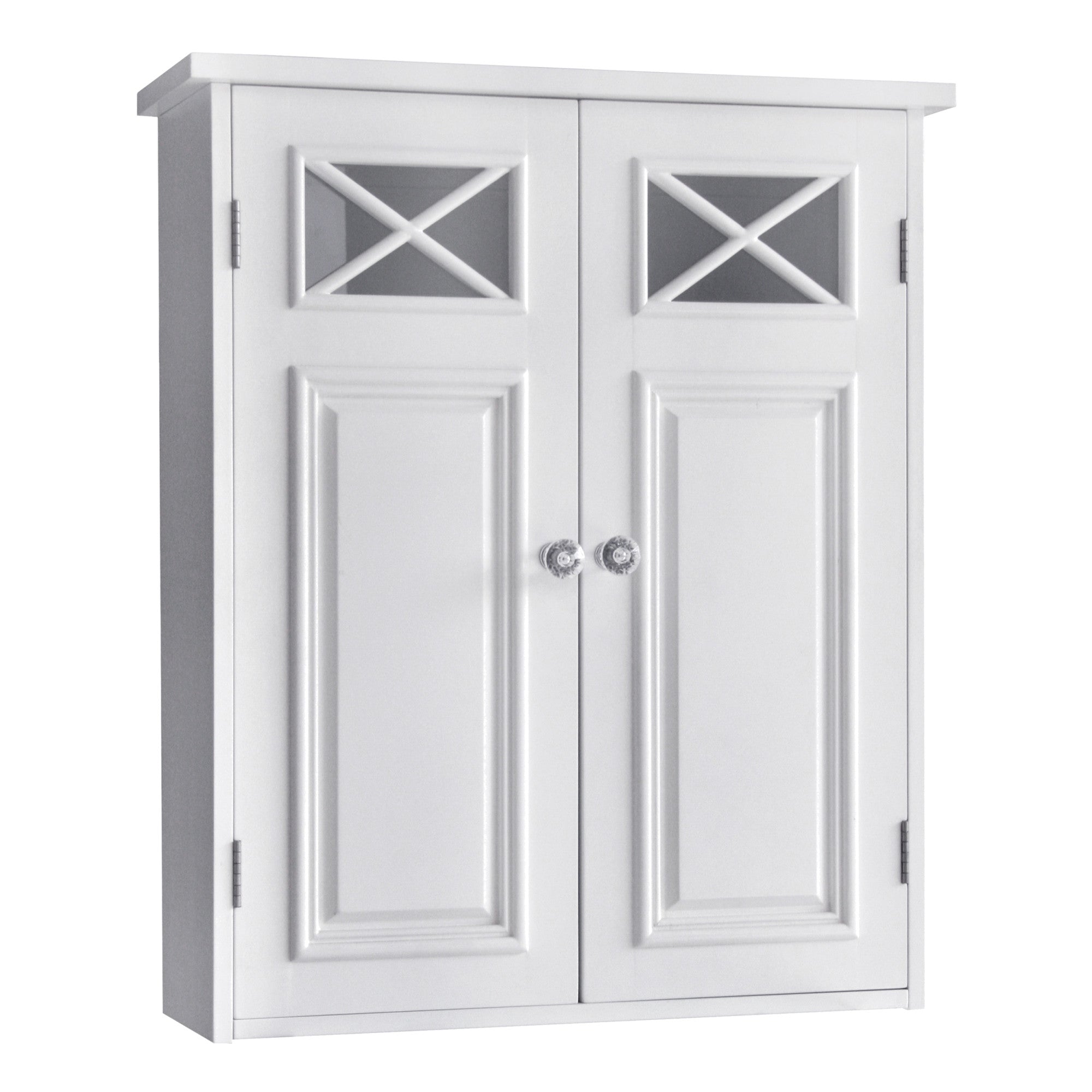 Elegant Home Fashions Dawson Removable Wooden Wall Cabinet with Cross Molding and 2 Doors- White