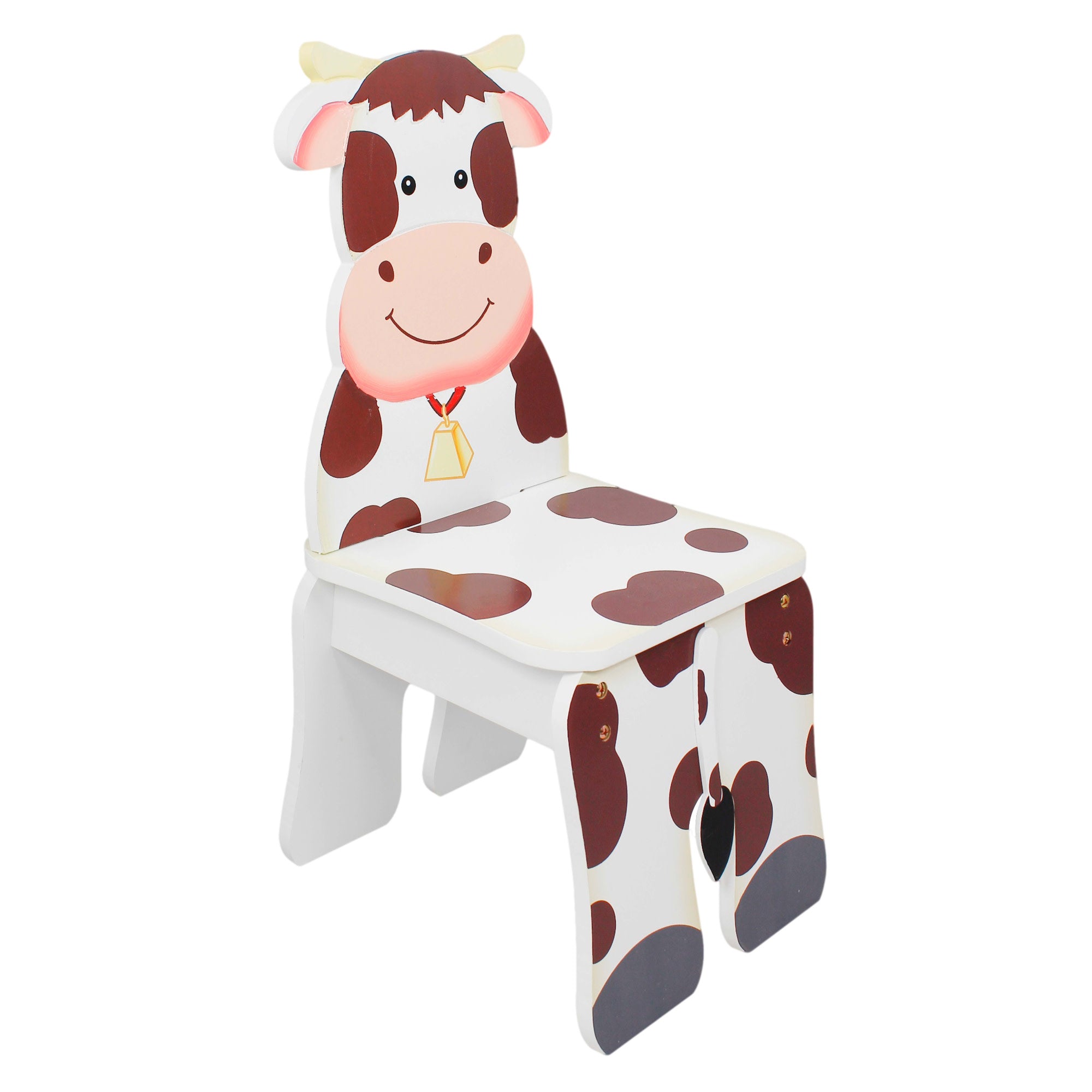 Fantasy Fields Toy Furniture Happy Farm Painted Child-Sized Cow Chair, White/Brown