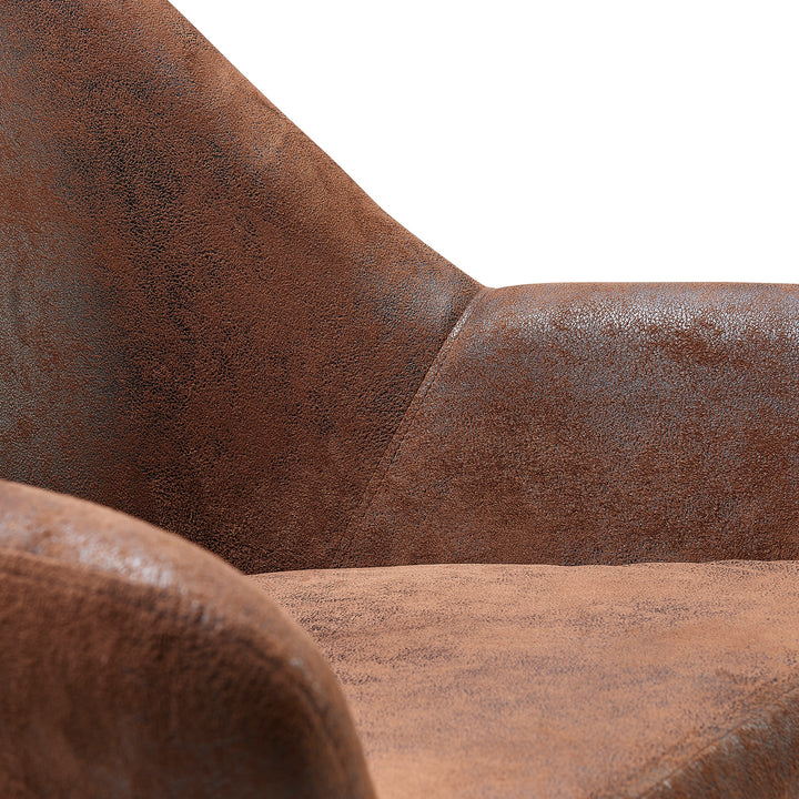 A close up image of a Teamson Home Divano Armchair with Aged Fabric and Solid Wood Legs, Brown.
