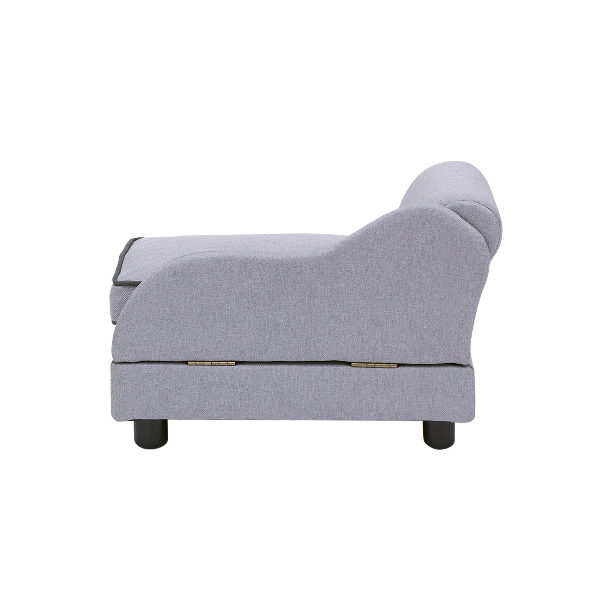 Teamson Pets Ivan Chaise Lounge Dog Bed with Storage for Cats & Extra-Small Dogs, Gray