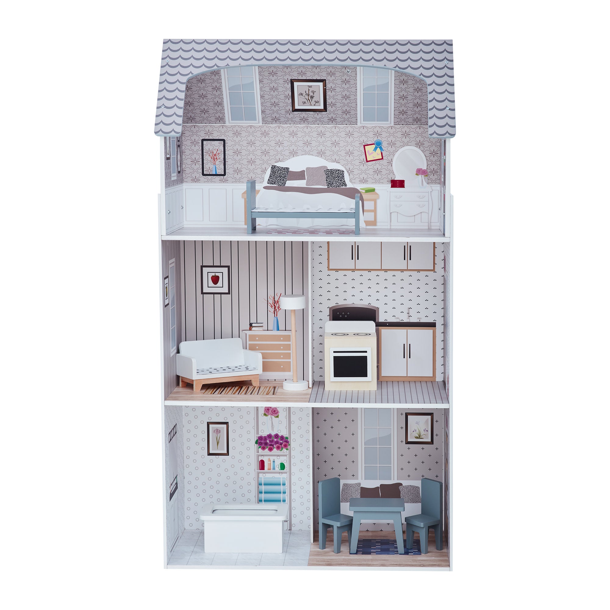 Olivia's Little World Furnished Dollhouse for 12" Dolls, White