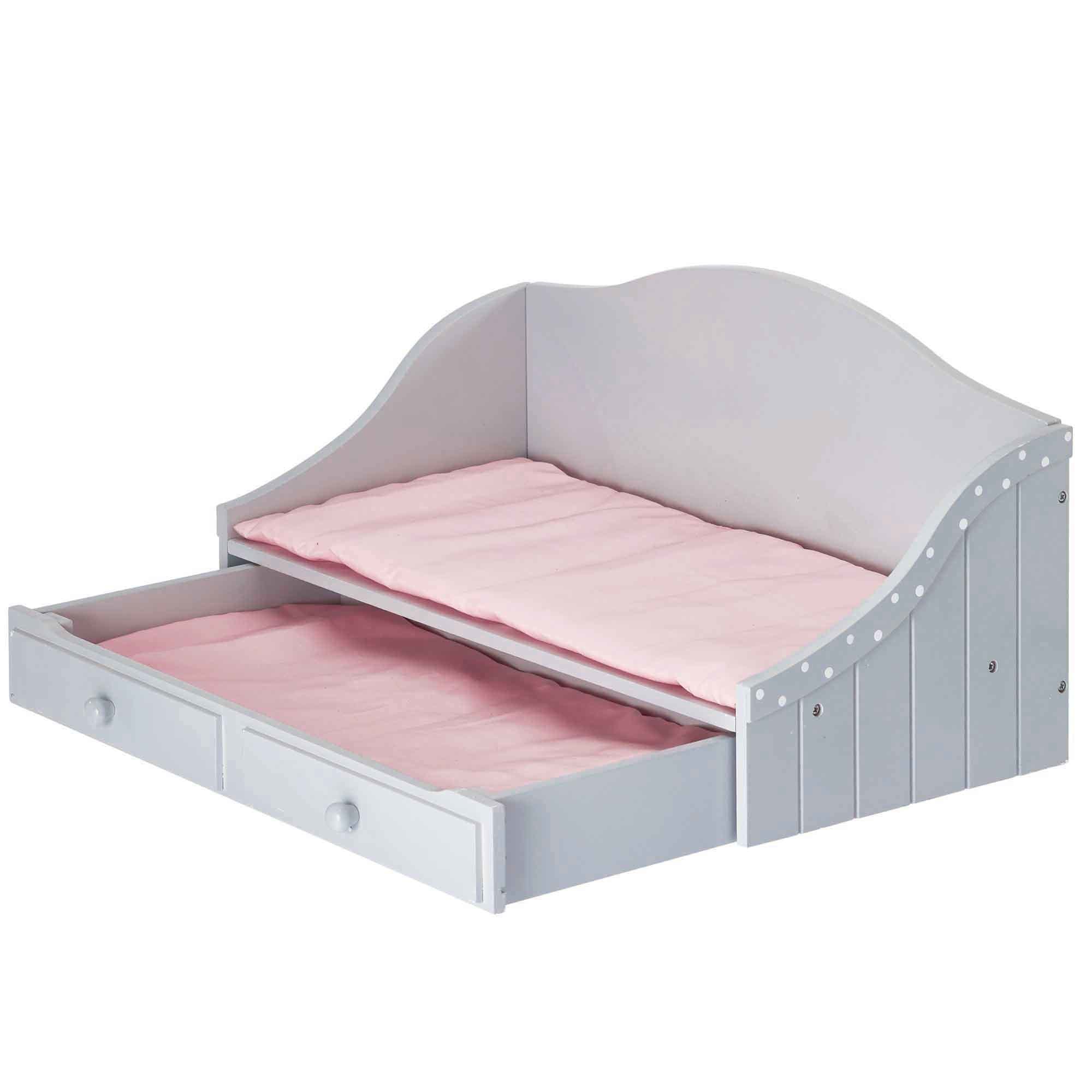 Olivia's Little World - Polka Dots Princess 18" Doll Trundle Bed - Grey