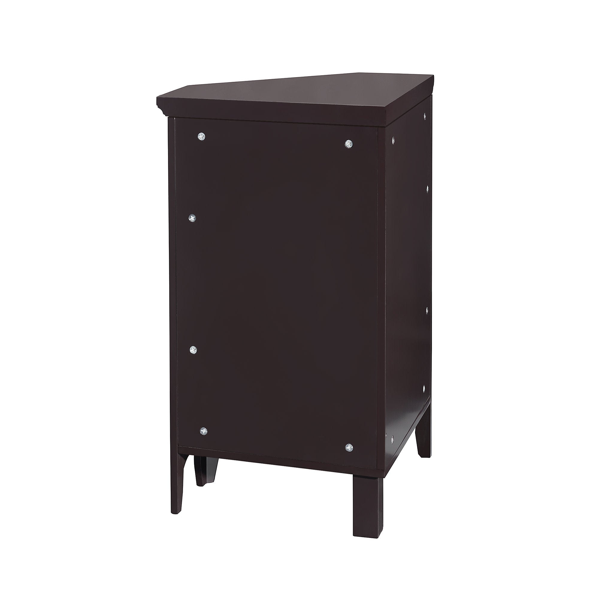 Teamson Home Glancy Wooden Corner Floor Cabinet with Shutter Door, Dark Brown
