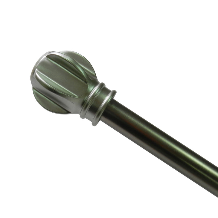 Teamson Home Hindon Shower Rod with a decorative finial in satin nickel finish on a white background.