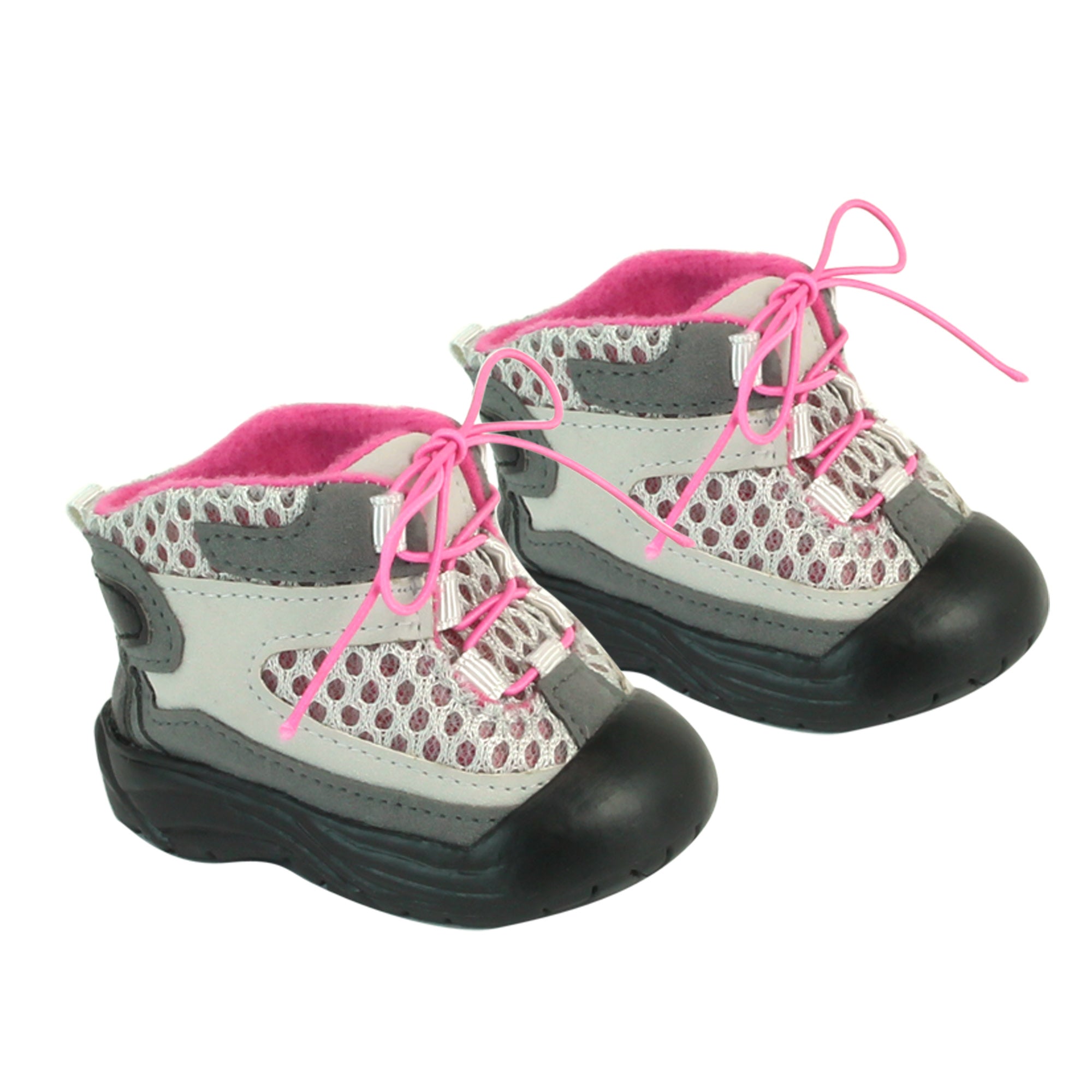 Sophia’s Realistic High-Top Breathable Hiking Boot Sneakers with Hot Pink Fleece Lining & Matching Shoelaces for 18” Dolls, Gray