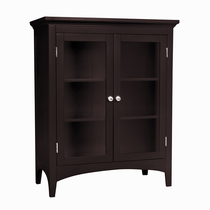 A side angle view of the Teamson Home Madison Floor Cabinet with Double Doors, Espresso