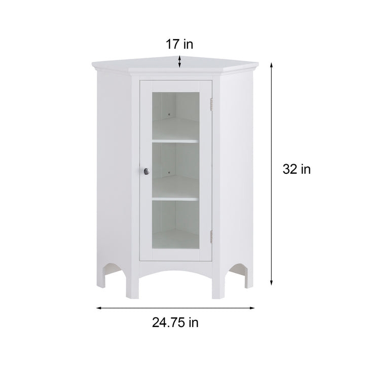 Dimension in inches of Teamson Home Madison Corner Floor Storage Cabinet, White