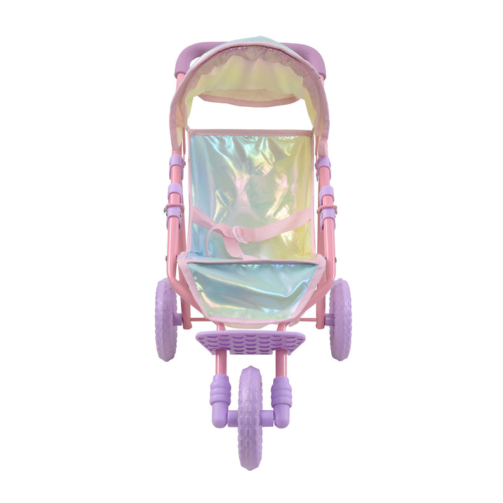 Olivia's Little World's iridescent baby doll jogging stroller.