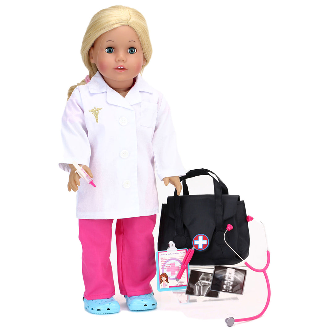 Sophia's - 18" Doll - Medical Bag & Medical Accessories Set - Black
