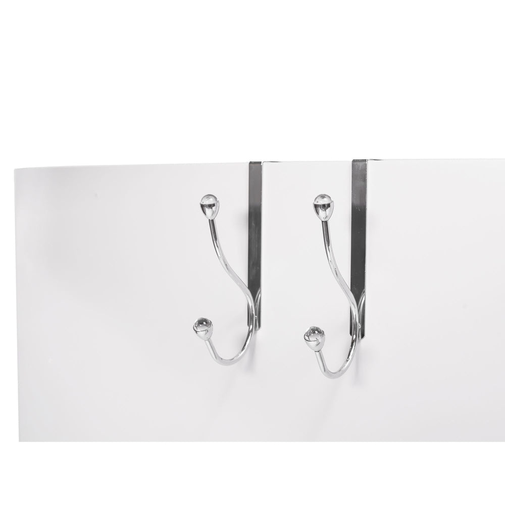 A pair of over the door hangers on a white door