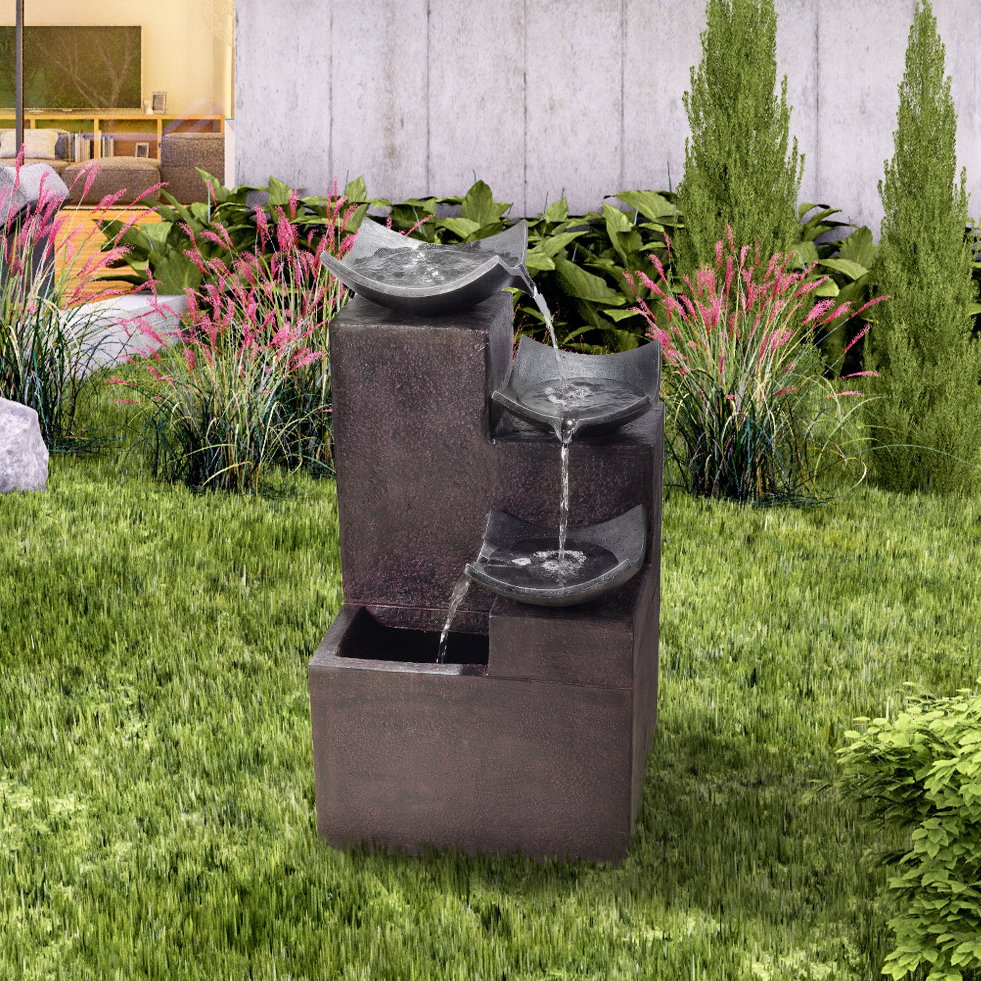 Teamson Home Outdoor Modern Tiered Zen Garden Fountain