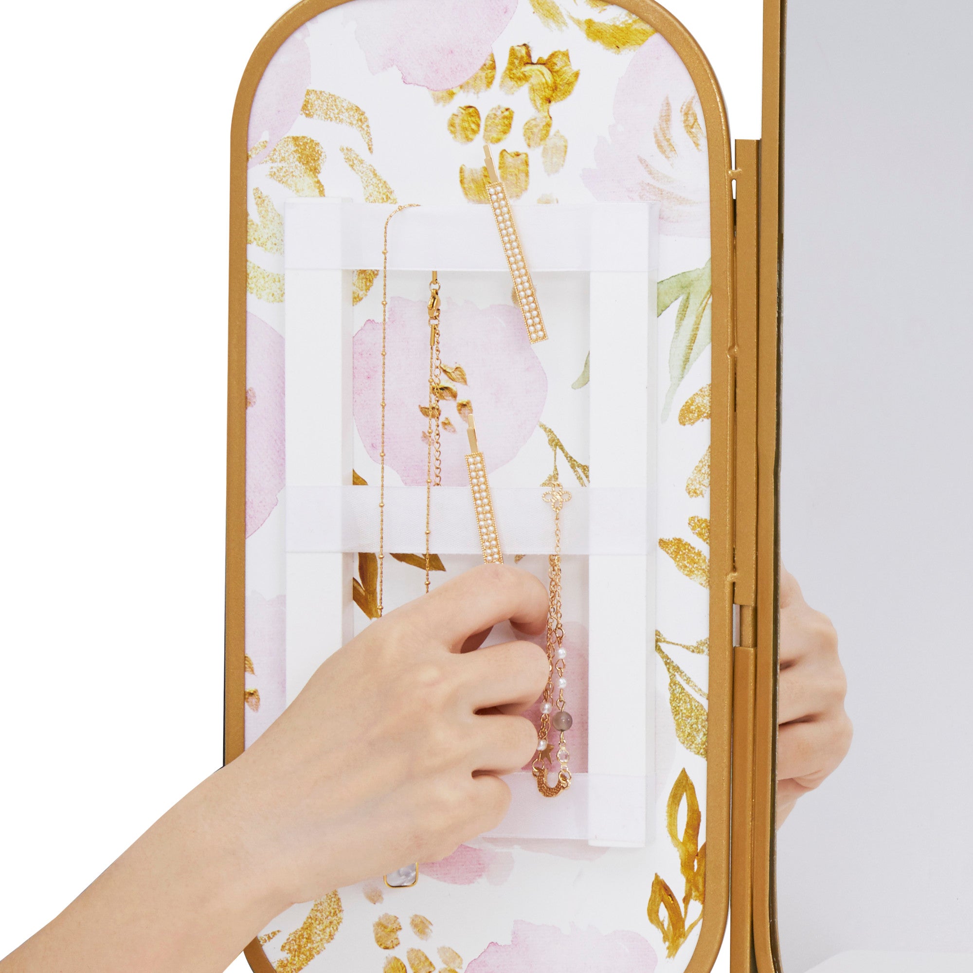 Fantasy Fields Little Lady Izabel Medium Floral Play Vanity Set with Matching Stool & Removable Faux Fur Cover, Floral Printed Panels, & Storage Drawer, White/Pink