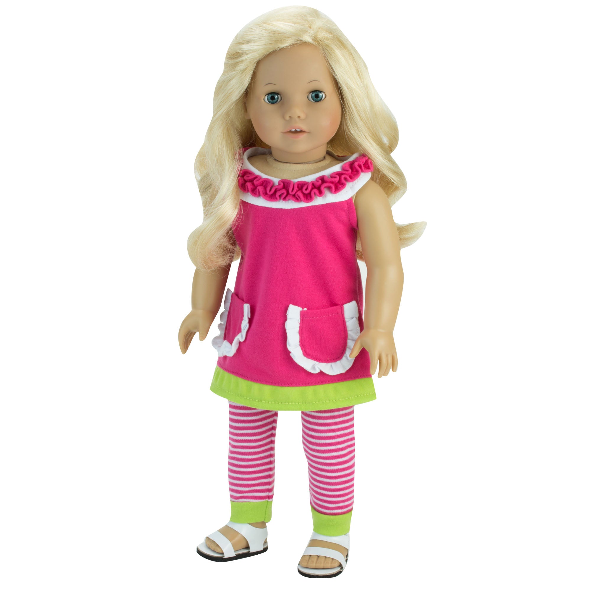 Sophia's Faux Leather Strap Sandals for 18" Dolls, White