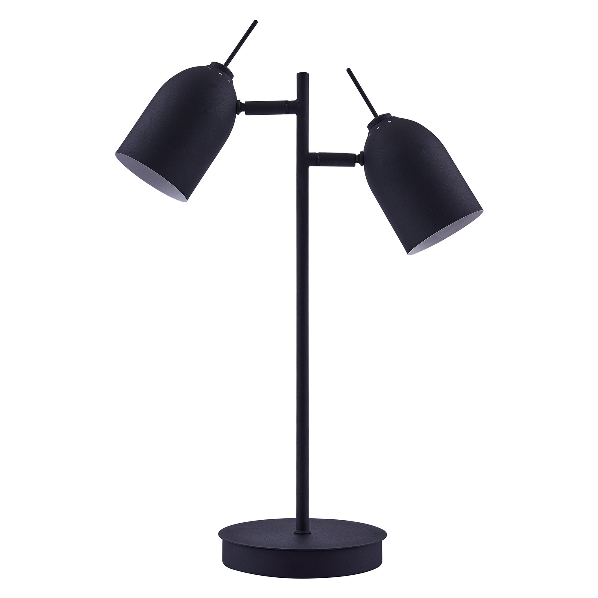 Teamson Home Mason Modern Double Light Adjustable Table Lamp Standing Light Black Shade Finish for Livingroom Bedroom Office Home
