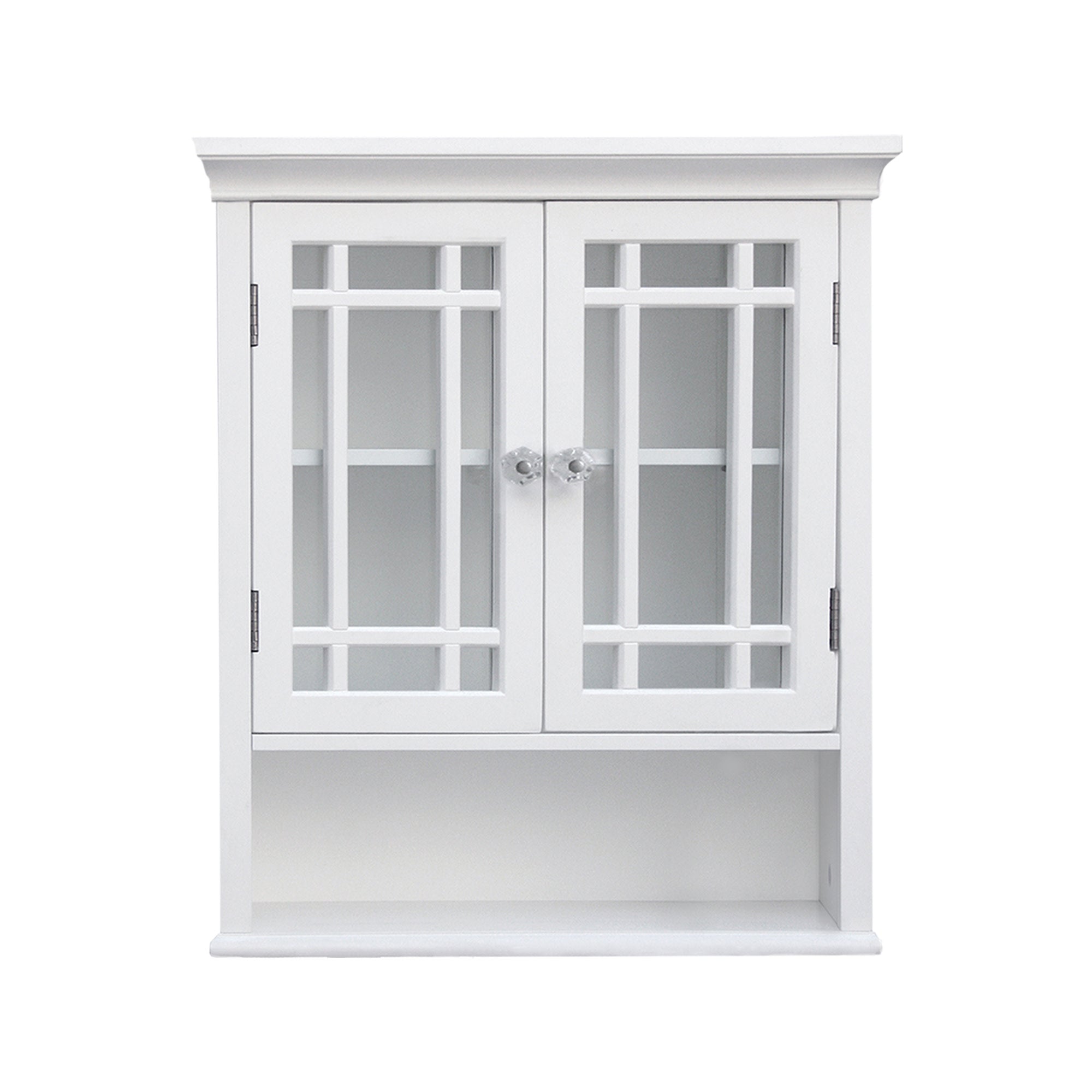 Elegant Home Fashions Neal Removable Wooden Wall Cabinet with 2 Glass Doors- White